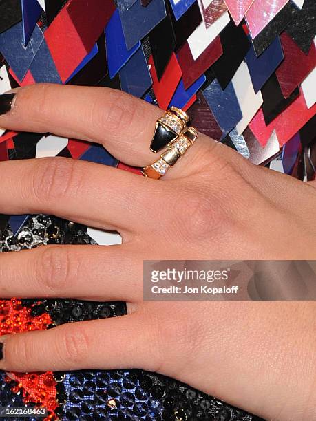 Actress Marta Gastini arrives at the Elizabeth Taylor Bulgari Event At The New Bulgari Beverly Hills Boutique on February 19, 2013 in Beverly Hills,...