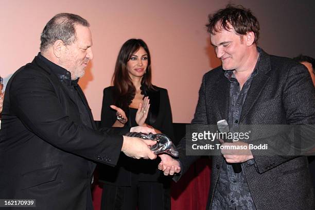 Harvey Weinstein and Quentin Tarantino attend the 8th annual Los Angeles Italia-Film, Fashion And Art Fest held at the Mann Chinese 6 on February 19,...