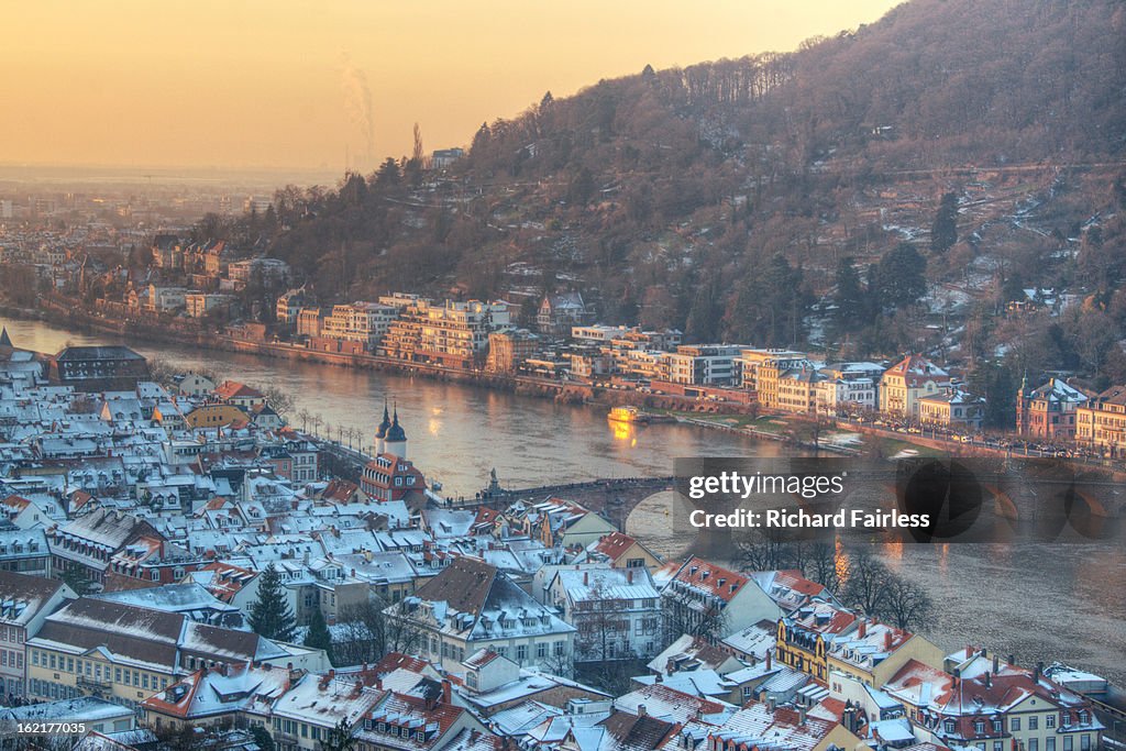 Snowy Old Town of Heidelberg