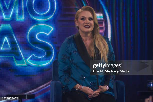 Erika Buenfil attends during the Veo Cómo Cantas Tv show Presentation at Televisa San Angel on August 17, 2023 in Mexico City, Mexico.