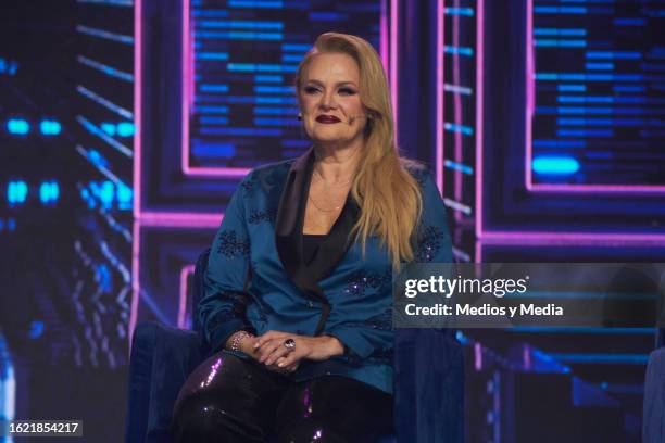 Erika Buenfil attends during the Veo Cómo Cantas Tv show Presentation at Televisa San Angel on August 17, 2023 in Mexico City, Mexico.