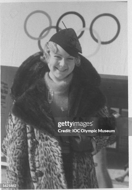 Sonja Henie of Norway relaxes between events during the 1936 Winter Olympic Games in Garmisch-Partenkirchen, Germany. Henie won the gold medal in the...