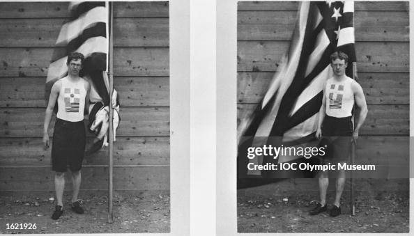 Ellery Clark of the USA and Thomas Curtis of the USA stand holding ...