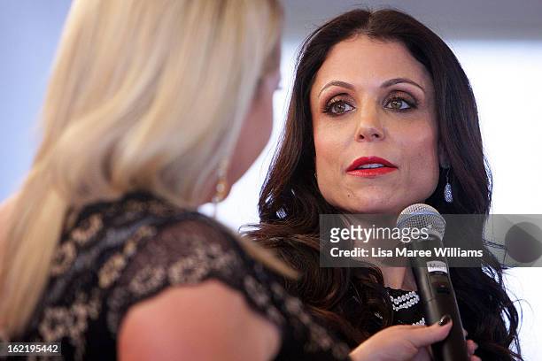 Bethenny Frankel is interviewed by Angela Bishop during the Skinnygirl Cocktail Pre-Party at Opera Point Marquee on February 20, 2013 in Sydney,...