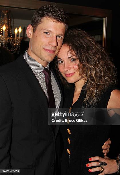 Matt Lauria and wife Michelle Armstrong attend "Really, Really" Opening Night Party at 39 Grove Street on February 19, 2013 in New York, United...