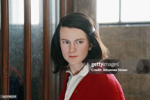 Madame Tussauds wax effigy of Sophie Scholl, one of the most famous members of the German World War II anti-Nazi resistance movement, The White Rose...