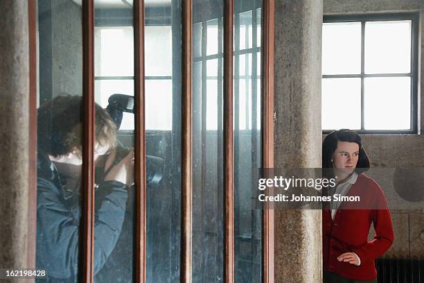 Press photographer takes a picture of a Madame Tussauds wax effigy of Sophie Scholl, one of the most famous members of the German World War II...