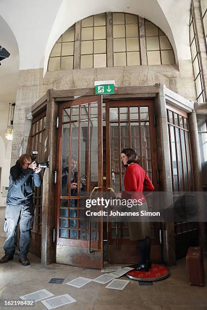 Press photographers take pictures of a Madame Tussauds wax effigy of Sophie Scholl, one of the most famous members of the German World War II...