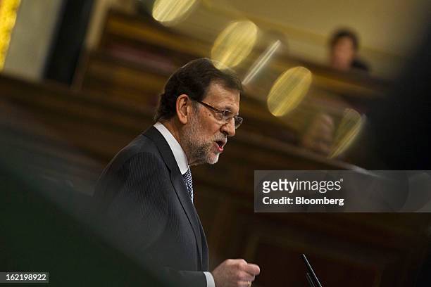 Mariano Rajoy, Spain's prime minister, delivers the annual state of the nation speech to the Spanish parliament in Madrid, Spain, on Wednesday, Feb....