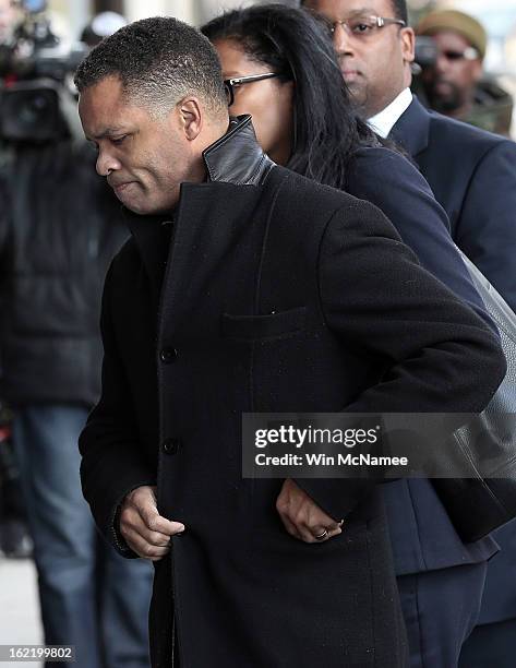 Former Rep. Jesse Jackson Jr. Enters U.S. District Court February 20, 2013 in Washington, DC. Jackson and his wife, Sandi Jackson, are expected to...