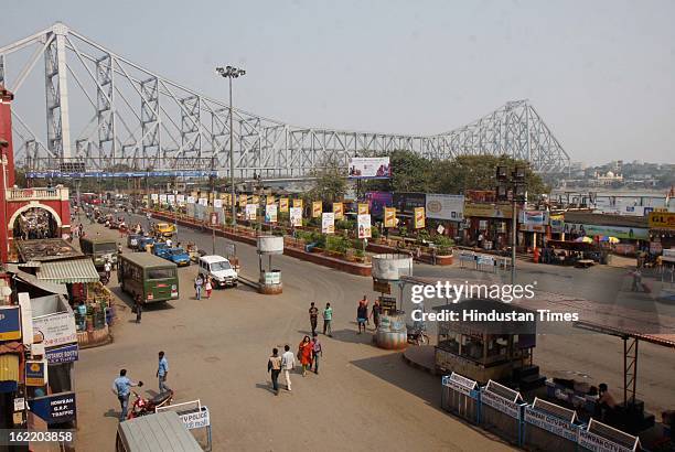 Empty taxi stand at Howrah railway station during 48 hours nationwide strike called by 11 national trade unions crippled the life of city on February...