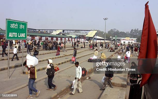 Passengers didn't find any transportation at New Delhi railway station as auto lane is empty during first day of the two days nation-wide strike...