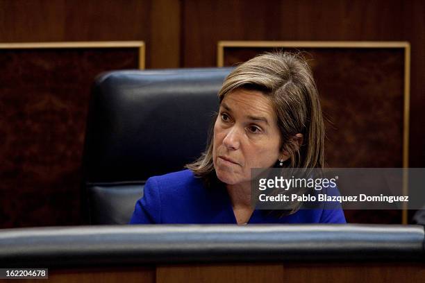 Spain's Minister of Health, Social Services and Equality Ana Mato looks on during Mariano Rajoy's first State of Nation Debate as Prime Minister at...