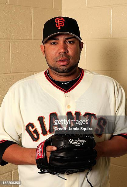 Pitcher Jose Mijares poses for a portrait during San Francisco Giants Photo Day on February 20, 2013 in Scottsdale, Arizona.