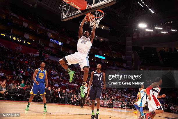 Rising Stars Challenge: Denver Nuggets Kenneth Faried in action, dunking during All-Star Weekend at Toyota Center. Houston, TX 2/15/2013 CREDIT: Greg...