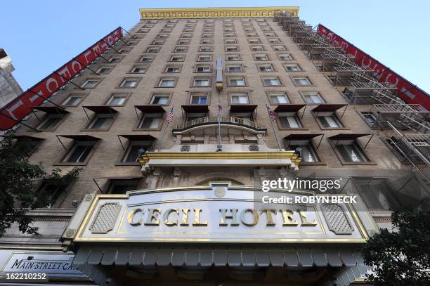 The exterior of the Cecil Hotel is seen in Los Angeles California February 20, 2013. The body of 21-year-old Canadian tourist Elisa Lam was found in...