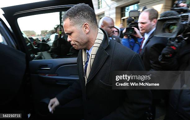 Former Rep. Jesse Jackson Jr., leaves U.S. District Court February 20, 2013 in Washington, DC. Jackson and his wife, Sandi Jackson, both pleaded...