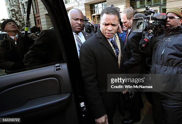 Former Rep. Jesse Jackson Jr., leaves U.S. District Court February 20, 2013 in Washington, DC. Jackson and his wife, Sandi Jackson, both pleaded...
