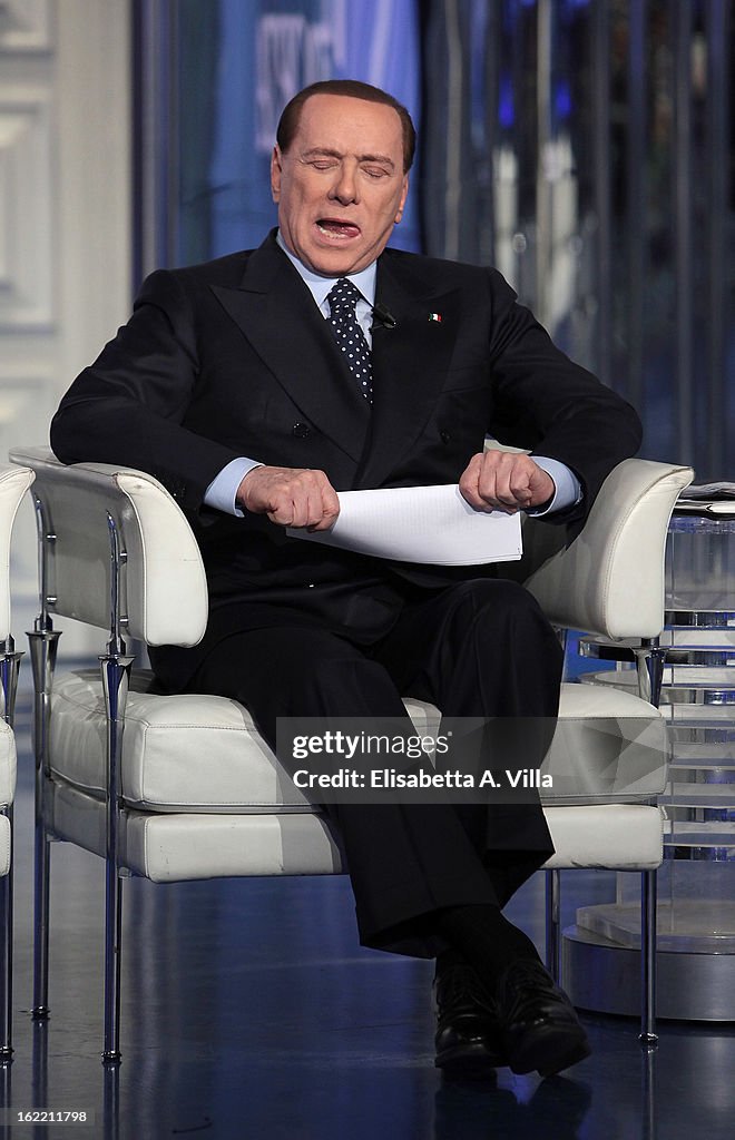 PDL Leader Silvio Berlusconi Attends 'Porta A Porta' TV Show - February 20, 2013