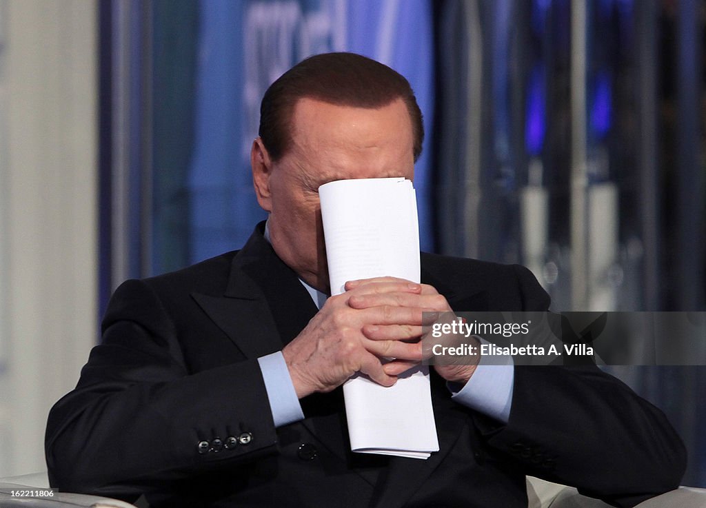 PDL Leader Silvio Berlusconi Attends 'Porta A Porta' TV Show - February 20, 2013