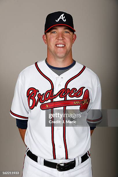 Pitcher Paul Maholm of the Atlanta Braves poses for a photo during photo day at Champion Stadium at the ESPN Wide World of Sports Complex at Walt...