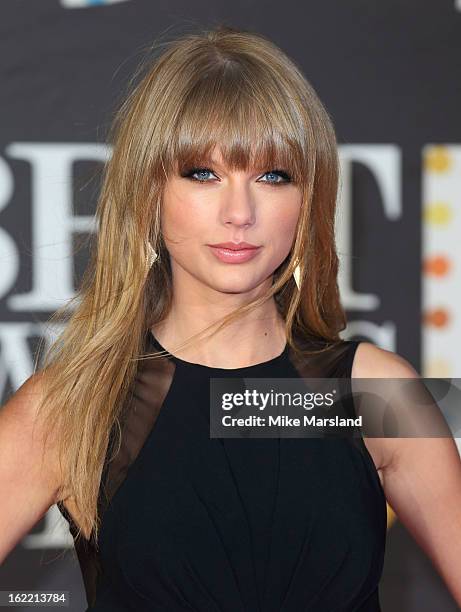 Taylor Swift attends the Brit Awards at 02 Arena on February 20, 2013 in London, England.