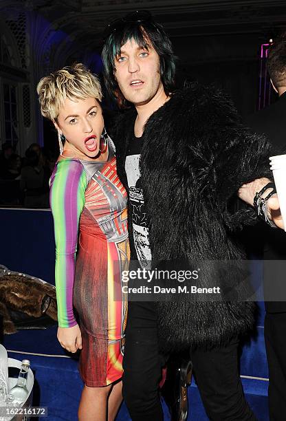 Jaime Winstone and Noel Fielding attend the Warner Music Group Post BRIT Party In Association With Samsung at The Savoy Hotel on February 20, 2013 in...