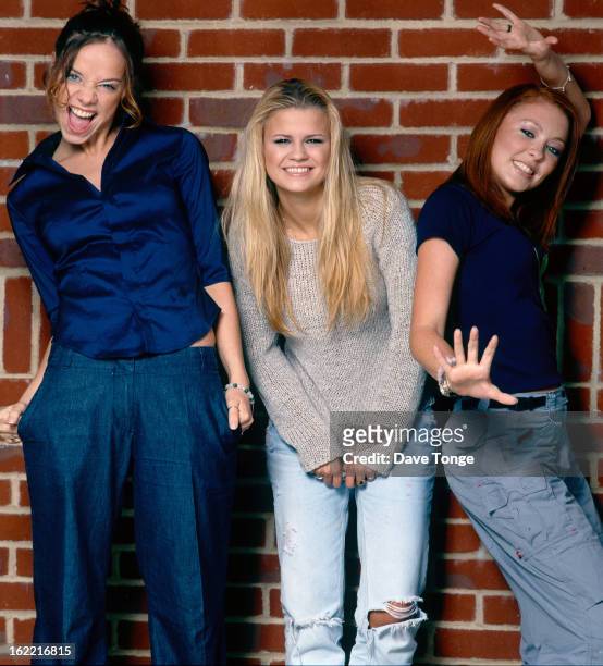 English girl group Atomic Kitten, London, June 1999. Left to right: Liz McLarnon, Kerry Katona and Natasha Hamilton.