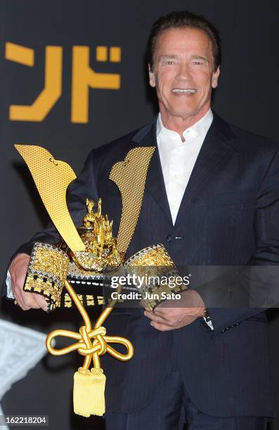 Actor Arnold Schwarzenegger attends 'The Last Stand' press conference at Grand Hyatt on February 21, 2013 in Tokyo, Japan.