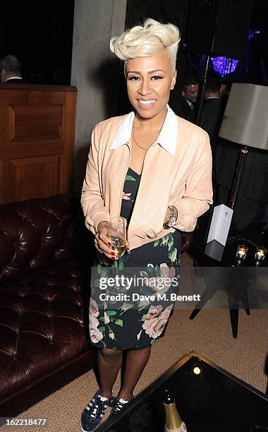 Emeli Sande attends the Universal Music Brits Party hosted by Bacardi at the Soho House pop-up on February 20, 2013 in London, England.