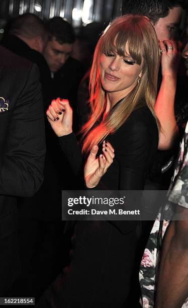 Taylor Swift attends the Universal Music Brits Party hosted by Bacardi at the Soho House pop-up on February 20, 2013 in London, England.