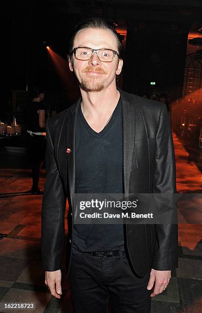 Simon Pegg attends the Universal Music Brits Party hosted by Bacardi at the Soho House pop-up on February 20, 2013 in London, England.