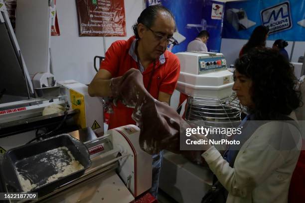 Bakery and confectionery instrument suppliers offer their products during the Expo Pan at the World Trade Center in Mexico City, which aims to be the...