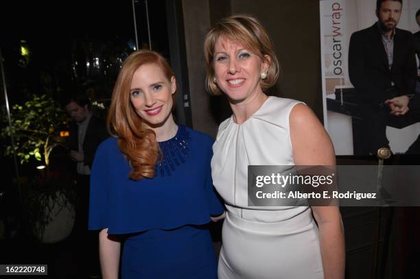 Actress Jessica Chastain and Sharon Waxman, CEO and Editor in Chief of TheWrap attend TheWrap 4th Annual Pre-Oscar Party at Four Seasons Hotel Los...