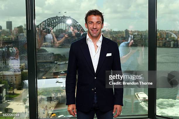 Alessandro Del Piero poses during an A-League press conference at Gateway Building after re-signing with Sydney FC on February 21, 2013 in Sydney,...