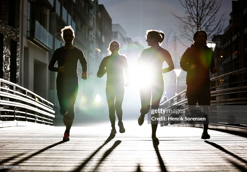 Small group of runners