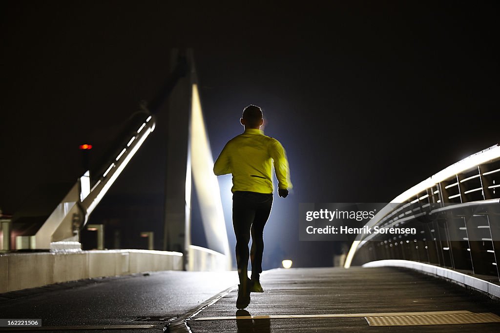 Runner on bridge