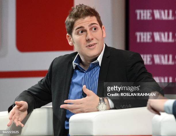 Facebook co-founder Eduardo Saverin speaks during the Wall Street Journal Unleashing Innovation executive conference held at Capella Singapore,...