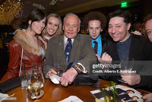 Producer Rebecca Thomas, actress Cassidy Gard, astronaut Buzz Aldrin, actors Josh Sussman and Chris Bergoch attend TheWrap 4th Annual Pre-Oscar Party...