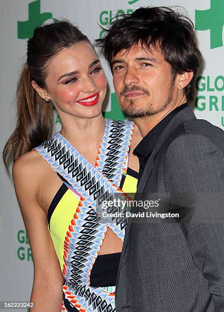 Personality Miranda Kerr and husband Orlando Bloom attend Global Green USA's 10th Annual Pre-Oscar Party at Avalon on February 20, 2013 in Hollywood,...