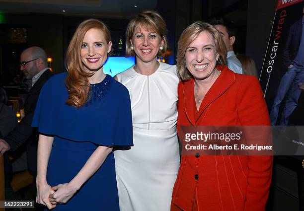 Actress Jessica Chastain, Sharon Waxman, CEO and Editor in Chief of TheWrap and Los Angeles City Controller Wendy Greuel attend TheWrap 4th Annual...
