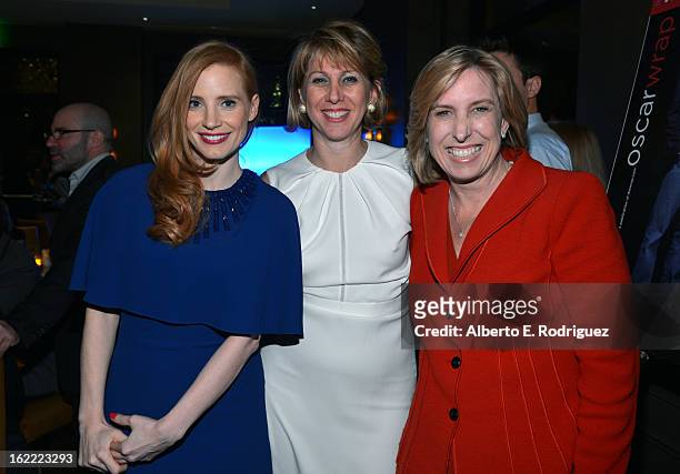 Actress Jessica Chastain, Sharon Waxman, CEO and Editor in Chief of TheWrap and Los Angeles City Controller Wendy Greuel attend TheWrap 4th Annual...