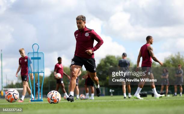 In this image released on August 18, 2023 Philippe Coutinho of Aston Villa in action during a training session at Bodymoor Heath training ground on...