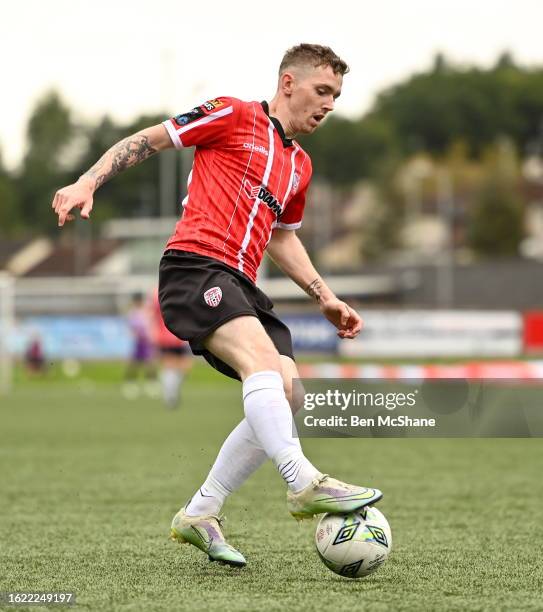 Derry , United Kingdom - 20 August 2023; Jamie McGonigle of Derry City during the Sports Direct Men's FAI Cup Second Round match between Derry City...