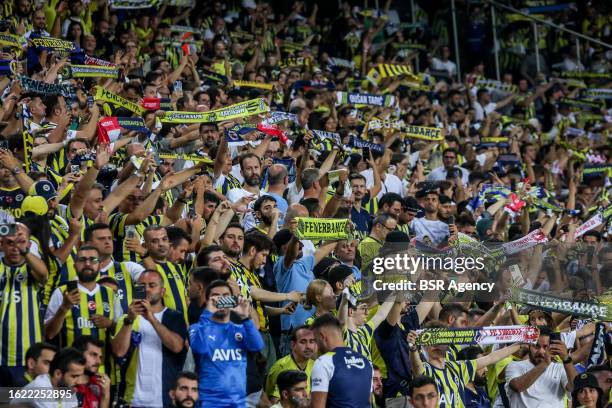 Fans and supporters of Fenerbahce during the UEFA Conference League - Play-offs - 1st leg match between Fenerbahce and FC Twente at Ulker Fenerbahce...