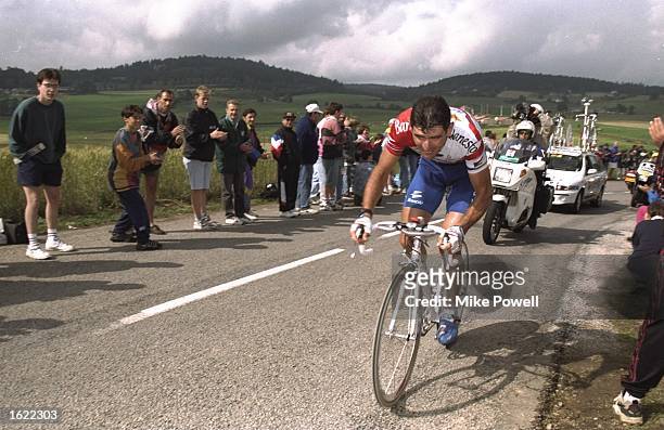 Abraham Olano of Spain and team Banesto in action during the Stage 12 Time Trial of the Tour de France in St Etienne. Olano finished in forth. \...