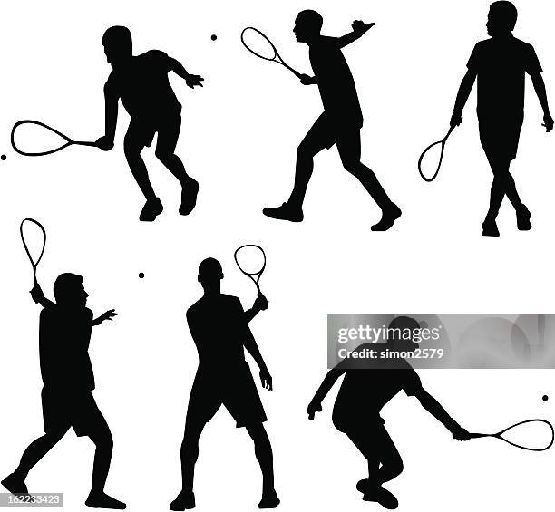 squash silhouettes - squash sport stock illustrations