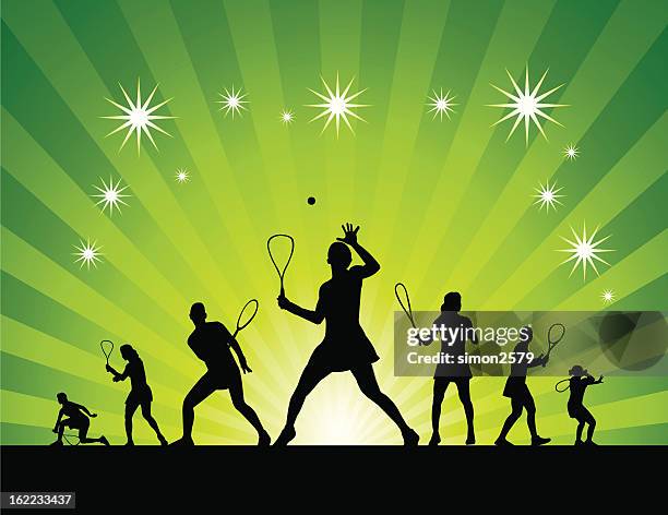 ilustraciones, imágenes clip art, dibujos animados e iconos de stock de squash siluetas abstractas - squash racquet