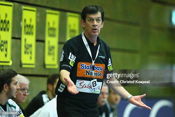 Head coach Velimir Petkovic of Goeppingen looks thoughtful during the DKB Handball Bundesliga match between VfL Gummersbach and FrischAuf Goeppingen...