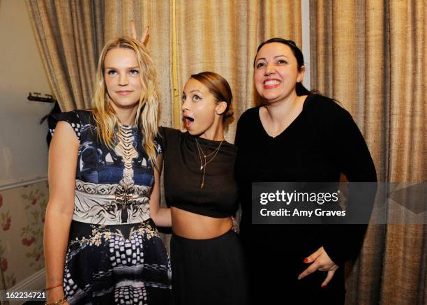 Kelly Sawyer Patricof, Nicole Richie and Sophia Rossi attend HelloGiggles and Satine's Exclusive Trunk Show By One Jewelry on February 20, 2013 in...